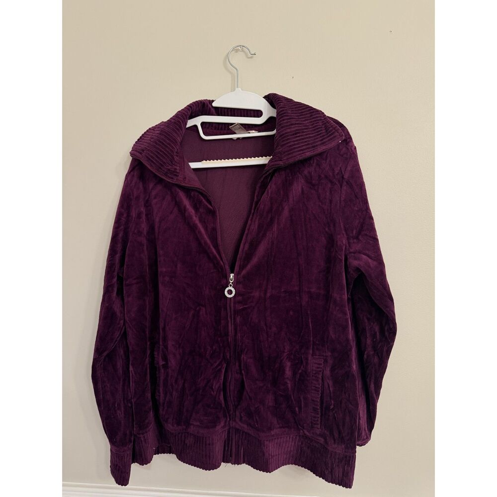 White Stag Y2k Plum Brats style Velvet Zip-up Jacket (XL)